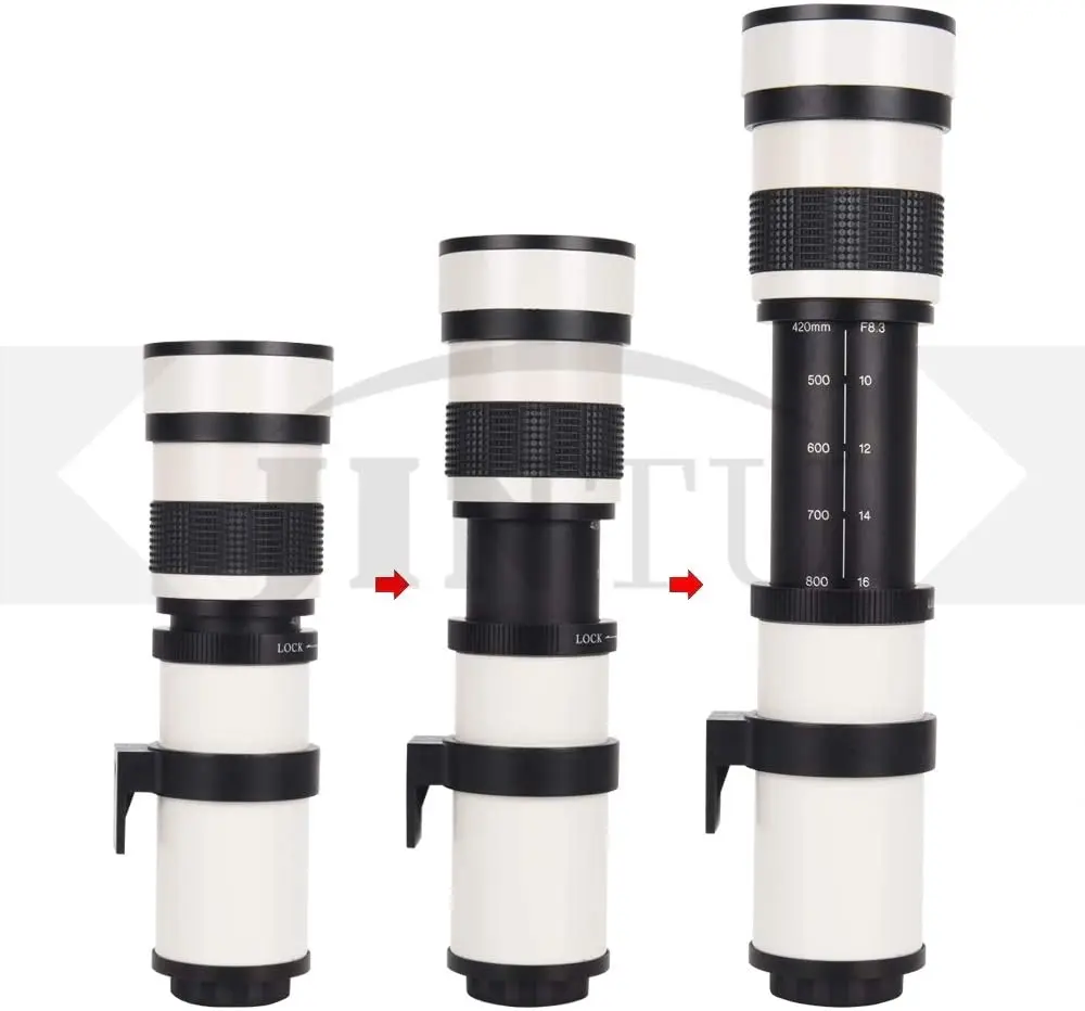 JINTU 420-800 mm F/8.3 Super teleobjetivo compatible con cámaras Canon NIKON SONY PENTAX M4/3