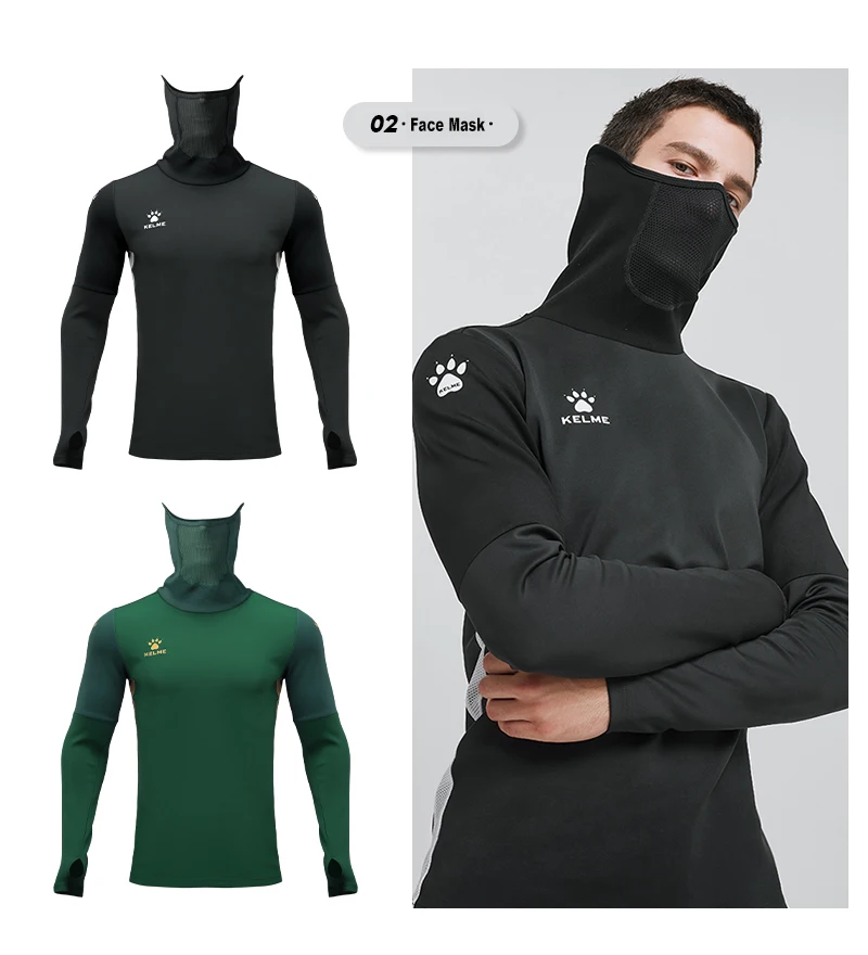 KELME-ropa de entrenamiento para hombre, Jersey elástico con diseño de agujero para el pulgar, camisa gruesa cálida, transpirable, ropa deportiva, 8161TT1003