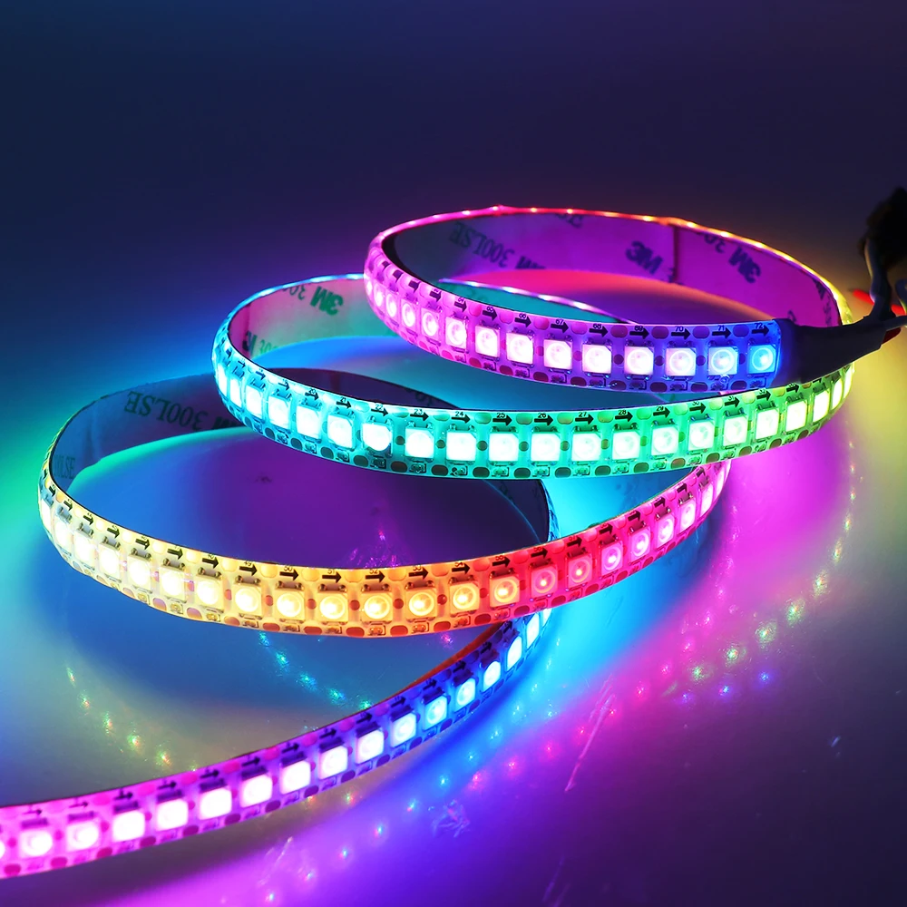 Tira de LED DC 5V WS2812B 30/60/144 Píxeles/m IP2 IP65, Lámpara Nocturna Inteligente con Circuito Integrado WS2812, Tira de Luz LED RGB 5050 de Color de Ensueño