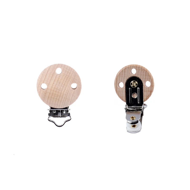 20 unids/lote Clip de madera para chupete, Clips para chupete de haya, Clips masticables para dentición, cadenas con Clip para chupete, mordedor para bebé, accesorios de lactancia