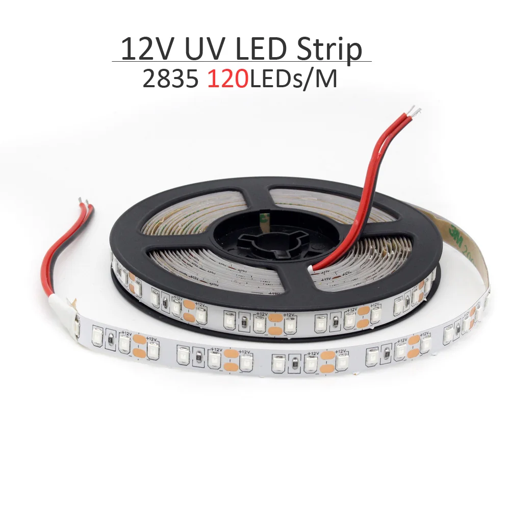 Tira de luces Led UV de 12V 5050 2835 SMD 395-405nm cinta de diodo LED de rayos ultravioleta lámpara de cinta Flexible púrpura para fluorescencia de DJ