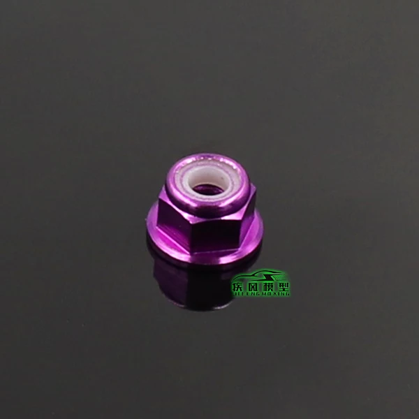 10 Uds M3/M4 brida de aleación de aluminio tuerca de bloqueo de inserción de nailon tuerca autoblocante con anillo de goma antideslizante para coche Rc Scx10 Traxxas Rgt