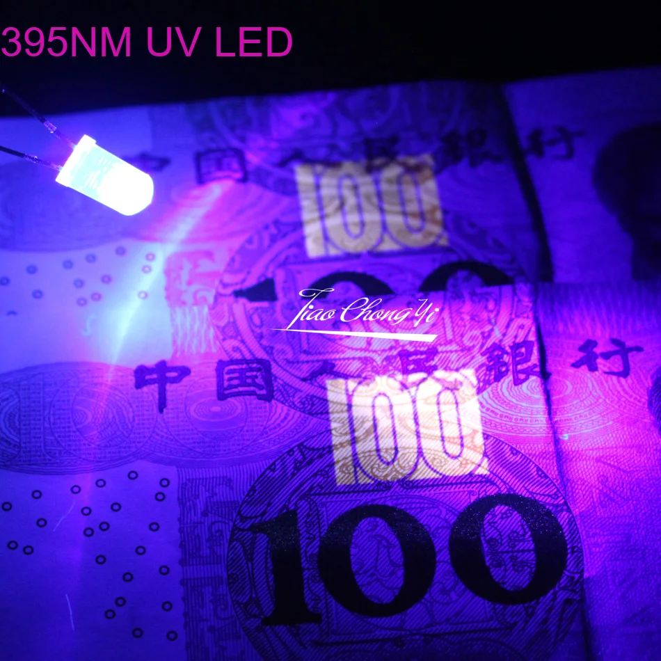100 Uds diodo LED UV DIP 3mm 5mm diodos transparente UV 395nm LED ultravioleta Kit de LED ultravioleta