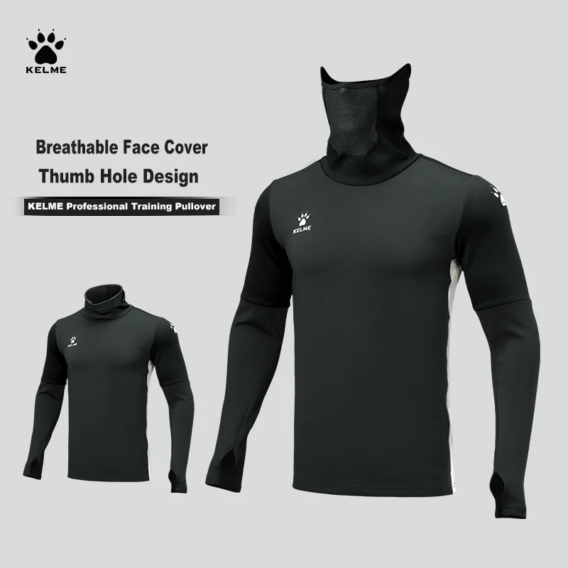 KELME-ropa de entrenamiento para hombre, Jersey elástico con diseño de agujero para el pulgar, camisa gruesa cálida, transpirable, ropa deportiva, 8161TT1003