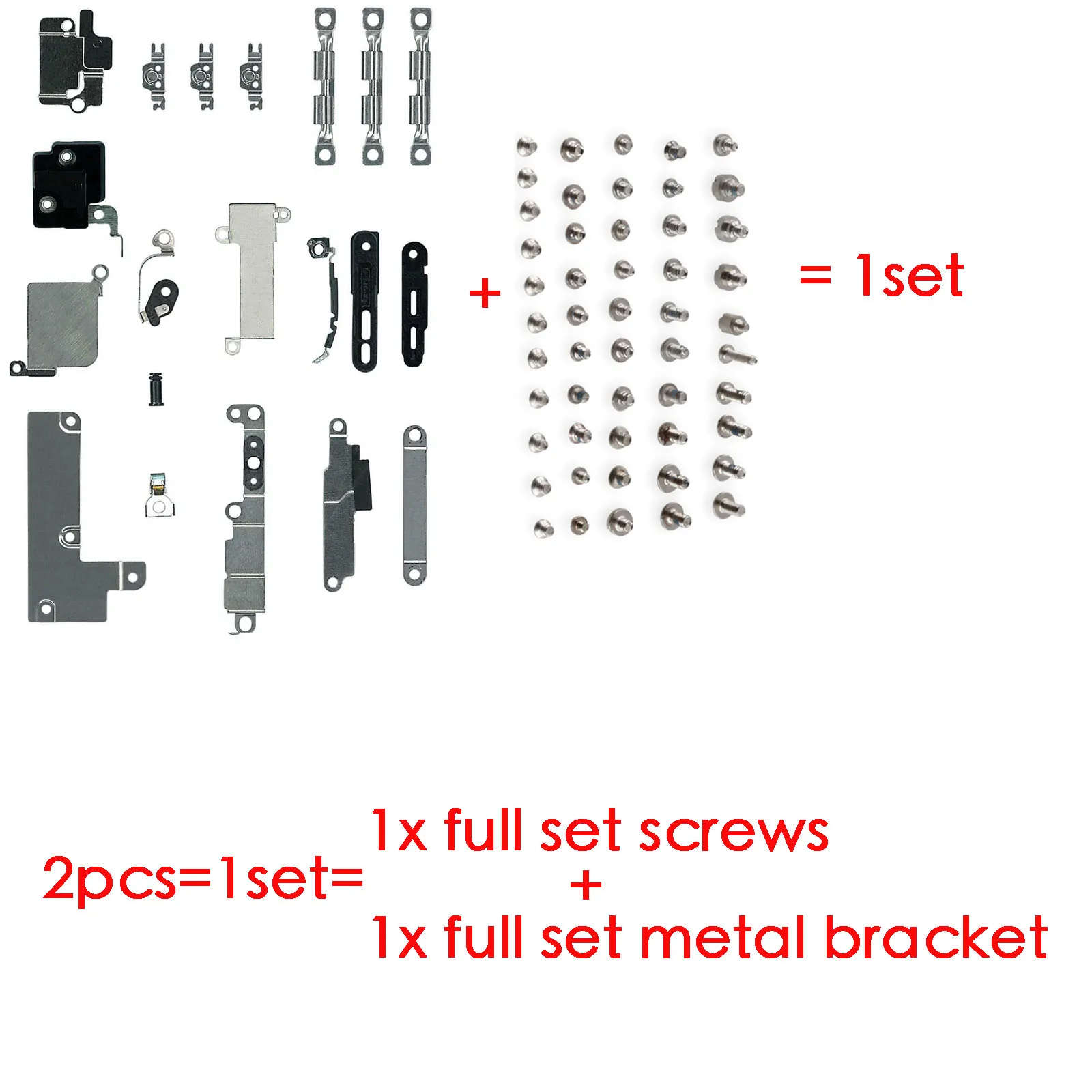 1 Juego de tornillos completos + soporte de Metal interior para iPhone 5S SE 6 6S 7 8 Plus X XR XSMAX 11 Pro Max dentro de piezas pequeñas de hierro 1 Juego