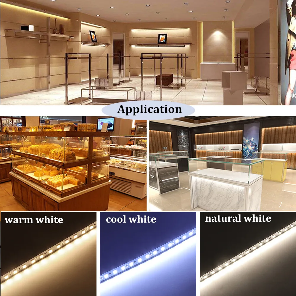 Tira de luz Led dura de 12V CC, 25cm, 50cm, SMD 5054, tira rígida de aluminio, lámpara para debajo del gabinete de cocina
