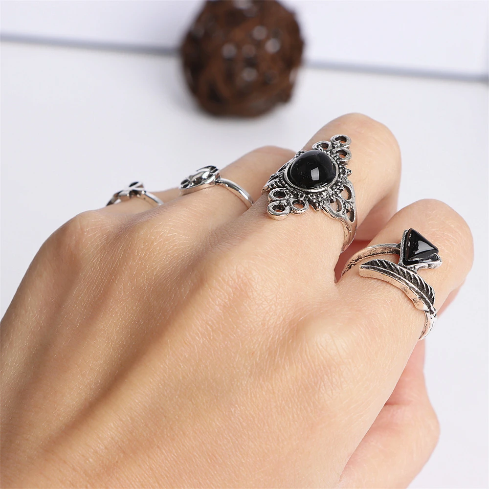 20 unids/lote Vintage Bohemia geometría flores hoja anillos para mujeres encanto mezcla estilo Color joyería de moda accesorios de regalo al por mayor