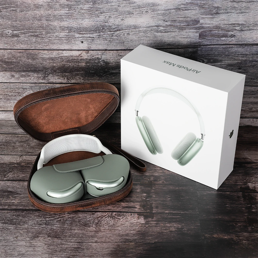 Estuche rígido para auriculares CONTACT'S FAMILY para Apple Airpods Max, caja hecha a mano de cuero de vaca para Sony WH1000XM4, bolsas de transporte para auriculares
