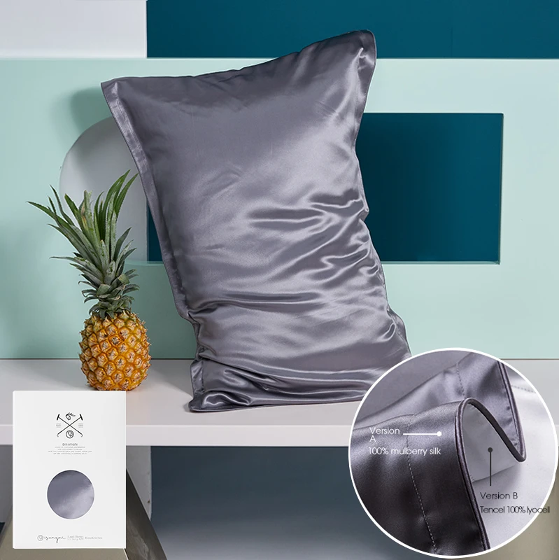 Funda de Almohada de Seda DISANGNI de una Sola Cara para Cabello y Piel, 100% Seda de Morera Pura en la Parte Delantera y Lyocell Transpirable en la Parte Trasera, 1 Pieza