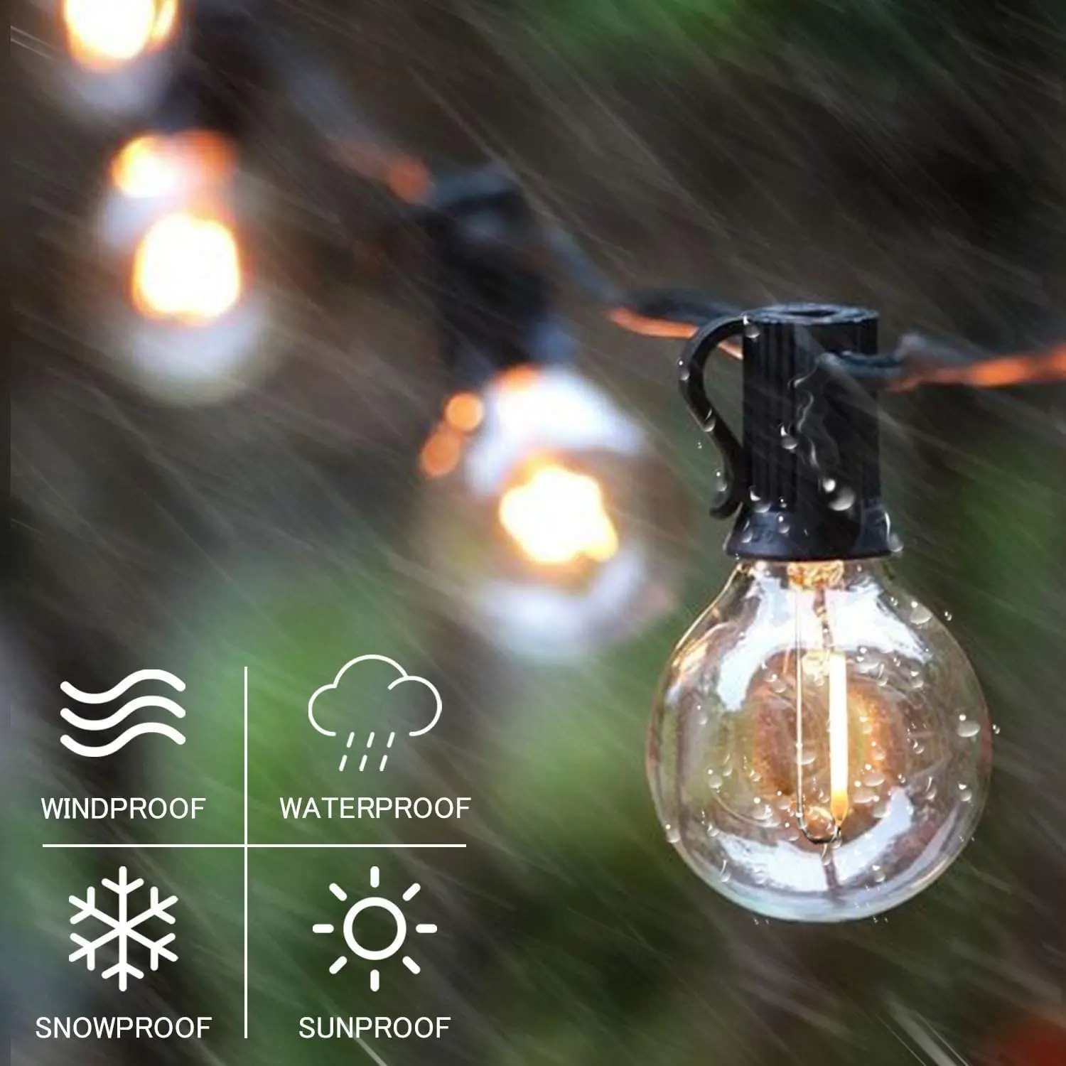 Guirnalda de luces LED para exteriores G40, guirnalda de fiesta, bombillas de globo regulables, lámpara de hadas para calle, Patio, jardín, Camping, decoración de terraza