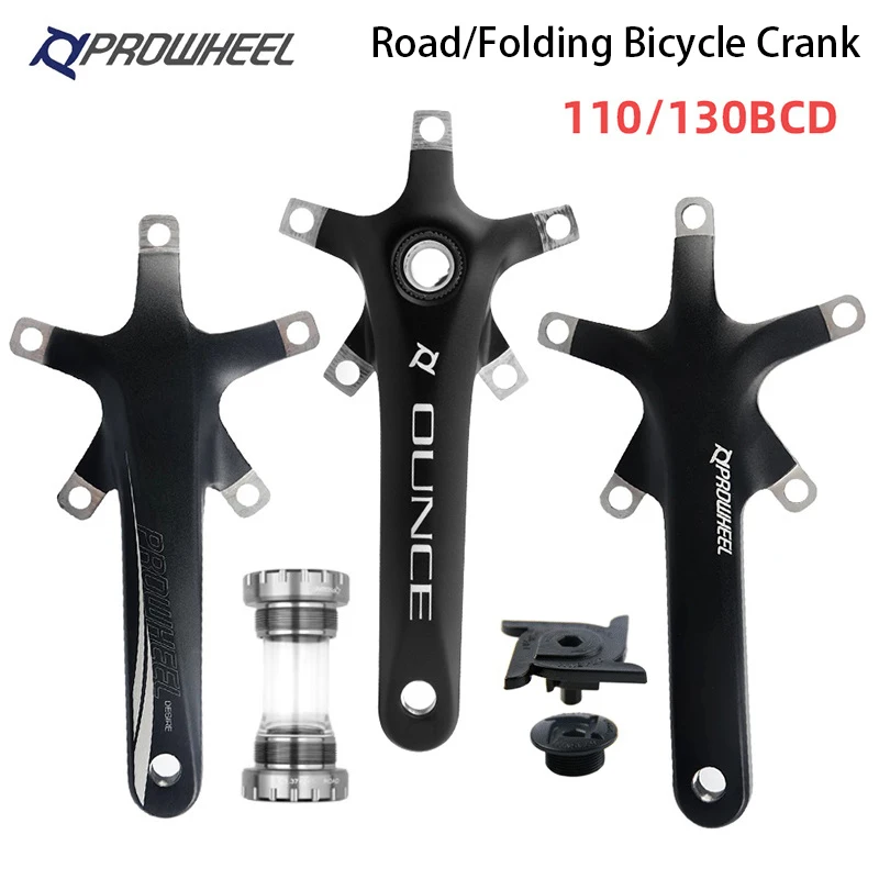 PROWHEEL-Juego de bielas para bicicleta de carretera, manivela con soporte inferior BB, manivelas de aleación de aluminio plegables, 110/130BCD, 170/172,5mm