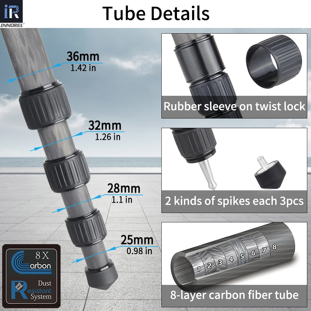 Trípode profesional NT364C de fibra de carbono para cámara DSLR, videocámara, resistente, carga máxima de 25kg, soporte para cámara de observación de aves