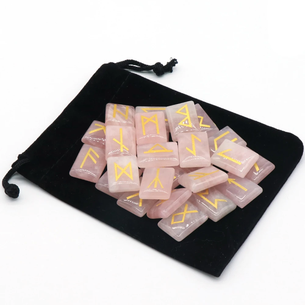 Juego de runas naturales, libro del cielo, piedra de adivinación, Reiki, cristal, ágata, poder, espécimen de adivinación, decoración de regalo curativo, 25 uds.