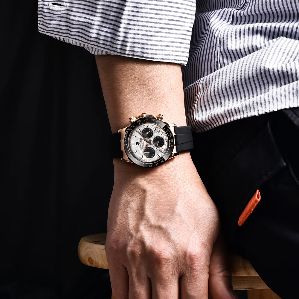 PAGANI DESIGN 2026 NUEVO 1664 Reloj de Hombre con Esfera de Meteorito, Reloj de Cuarzo de Lujo con Zafiro para Hombre, Cronógrafo Deportivo, Reloj Hombre