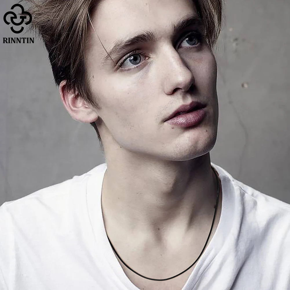 Rinntin-collar de cadena de cordón de cuero marrón italiano auténtico de 2mm para mujeres y hombres con cierre de plata de ley 925, joyería de moda SC62