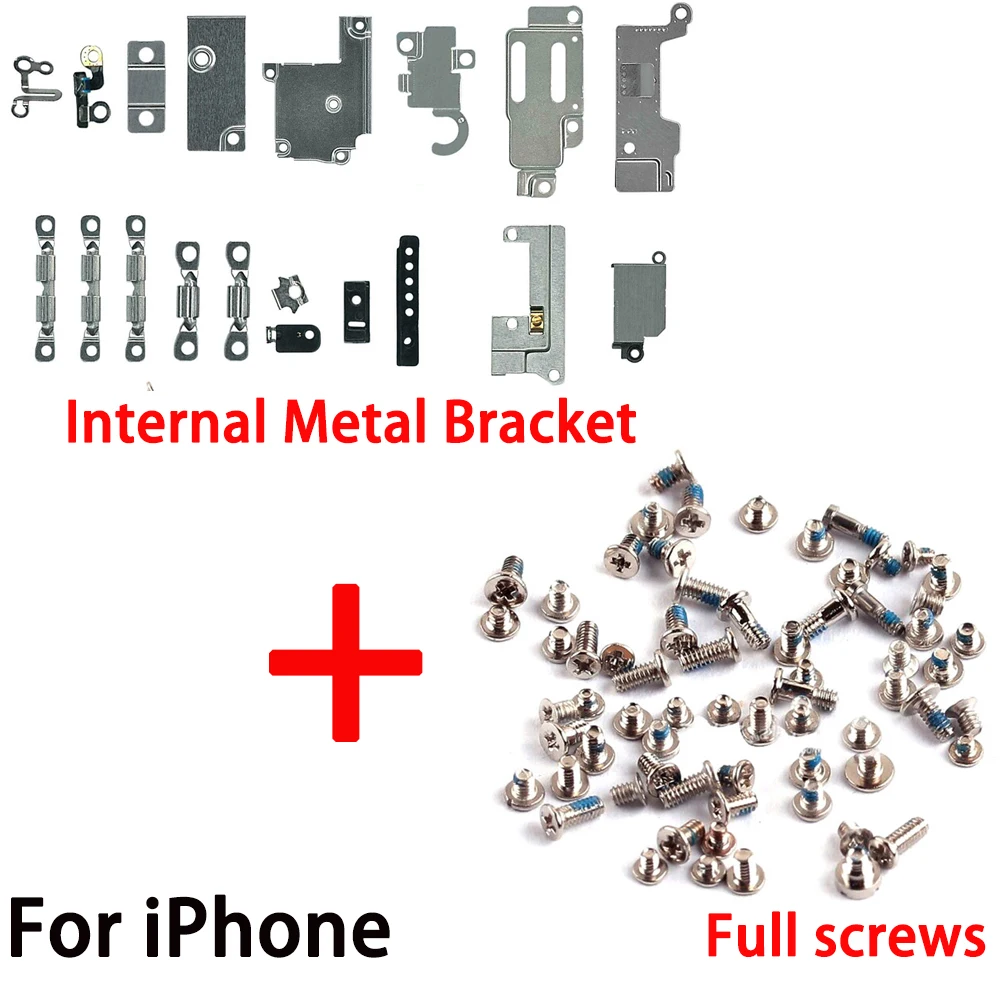 1 Juego de tornillos completos + soporte de Metal interior para iPhone 5S SE 6 6S 7 8 Plus X XR XSMAX 11 Pro Max dentro de piezas pequeñas de hierro 1 Juego