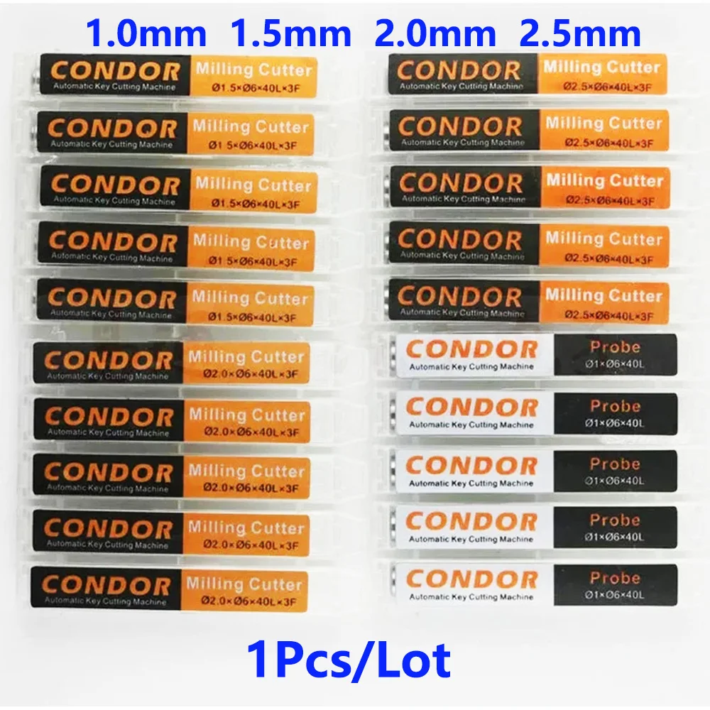 Fresa de 1,5 MM, 2,0 MM, 2,5 MM/sonda de 1,0 MM para máquina cortadora de llaves manual Xhorse Condor007