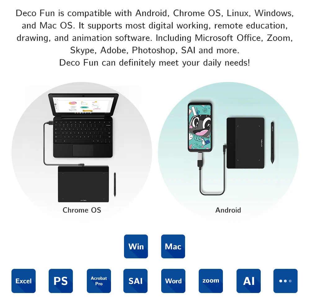 XPPen Deco Fun XS tableta de dibujo Digital tableta gráfica de 4 pulgadas para firma artística educación en línea para Windows Mac Android Linux