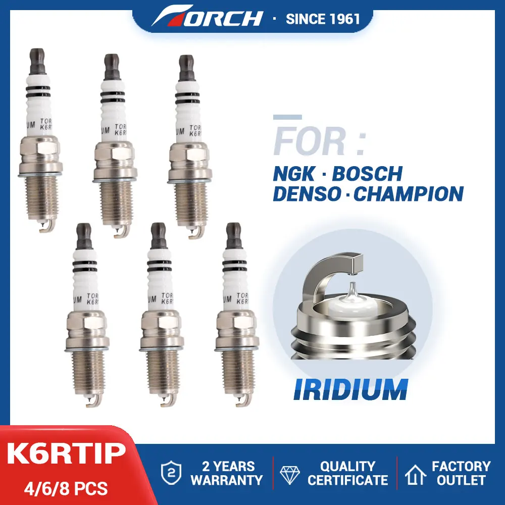 Oferta Especial: Bujía Original de Iridio y Platino TORCH K6RTIP, Reemplazo para Candle PFR6B, Champion RC8WYP4, Denso IK20TT, para F5DP0R