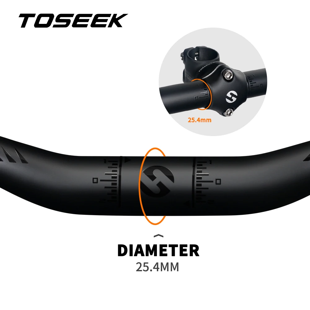 Manubrio de Carbono TOSEEK para Vástago de 25.4mm, Manubrio Plegable para Bicicleta de Montaña, Piezas para Bicicleta Infantil, Barras de Bicicleta, Negro Mate