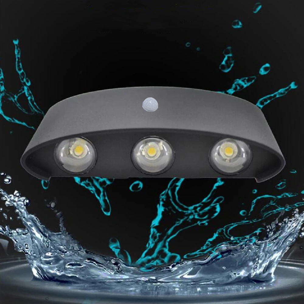 Lámpara de pared con Sensor de movimiento PIR, AC85-265V impermeable, iluminación de jardín para exteriores, luz LED de pared nórdica, decoración para sala de estar, dormitorio y escaleras