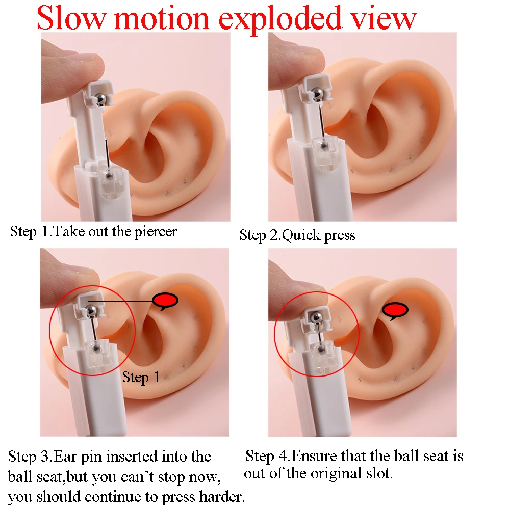 24 unids/caja unidad de perforación de oreja estéril desechable cartílago Tragus Helix pistola autoperforante sin dolor perforador con hebilla de bola segura
