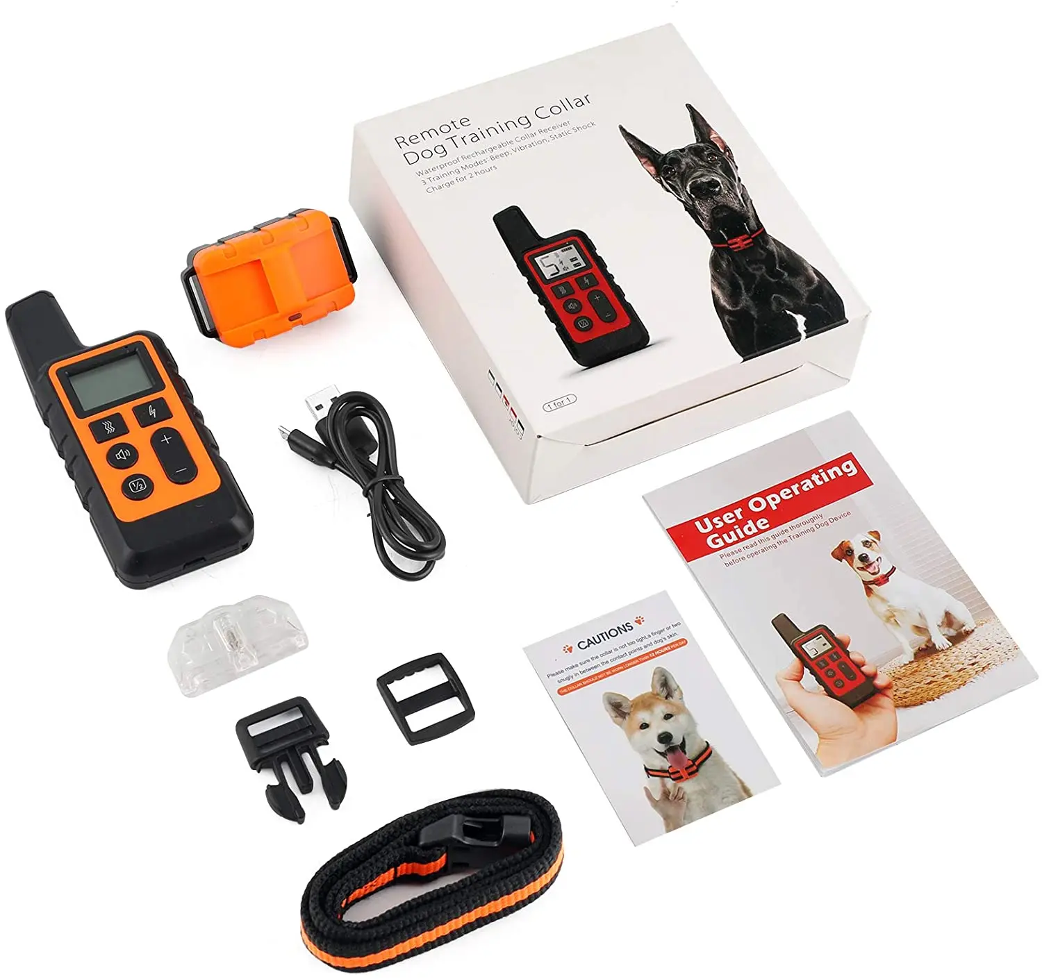 Collar de entrenamiento para perros, collares de choque recargables impermeables para perros con pitido de entrenamiento remoto, choque de vibración, Collar eléctrico para perros