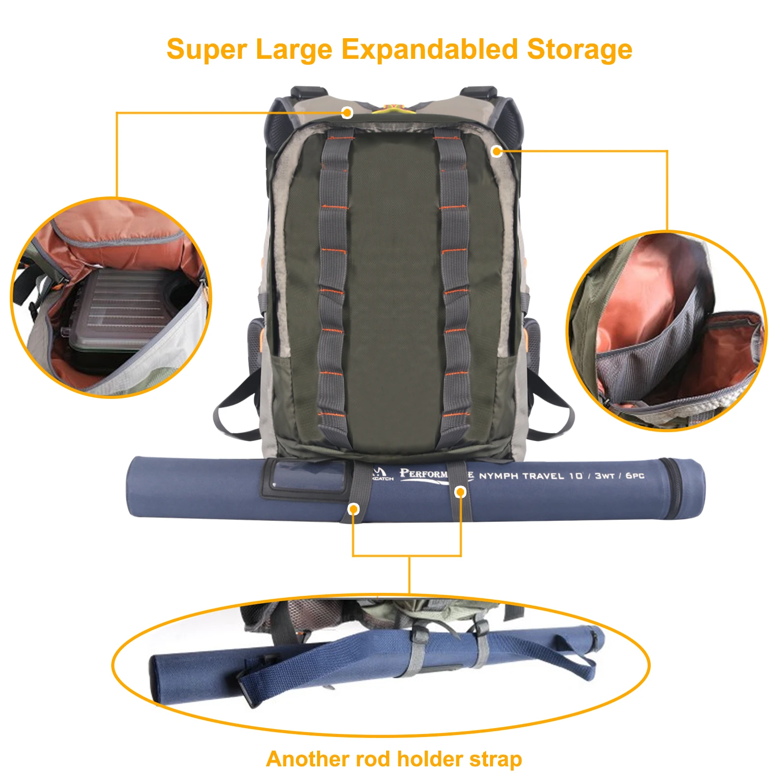 Chaleco de pesca con mosca Maximumcatch con bolsillos multifunción, mochila de pesca de tamaño ajustable, bolsa de pesca