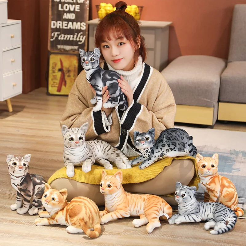 29cm simulación americana Shorthai y gato siamés peluche muñeca realista Animal mascota juguetes para niños decoración del hogar regalo del bebé