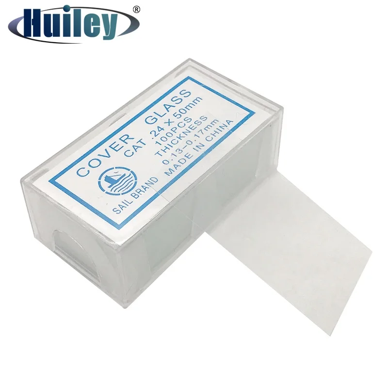100 Unidades de Portaobjetos de Vidrio para Microscopio de 24x50 mm, Portaobjetos en Blanco, Accesorios para Microscopio, Grosor de 0.13-0.17 mm