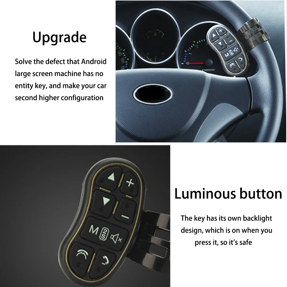 Interruptor de Control de volante de coche, controlador inalámbrico para Radio, Audio, reproductor de DVD MP3, botones, accesorios automotrices universales