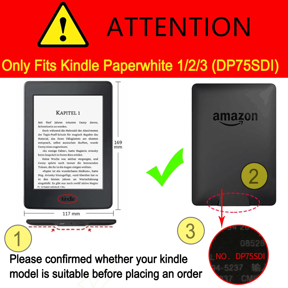 Funda protectora para libro electrónico Kindle Paperwhite 3 2 1 DP75SDI 5a 6a 7a generación 2012/2013/2015/2017 versión Funda Capa