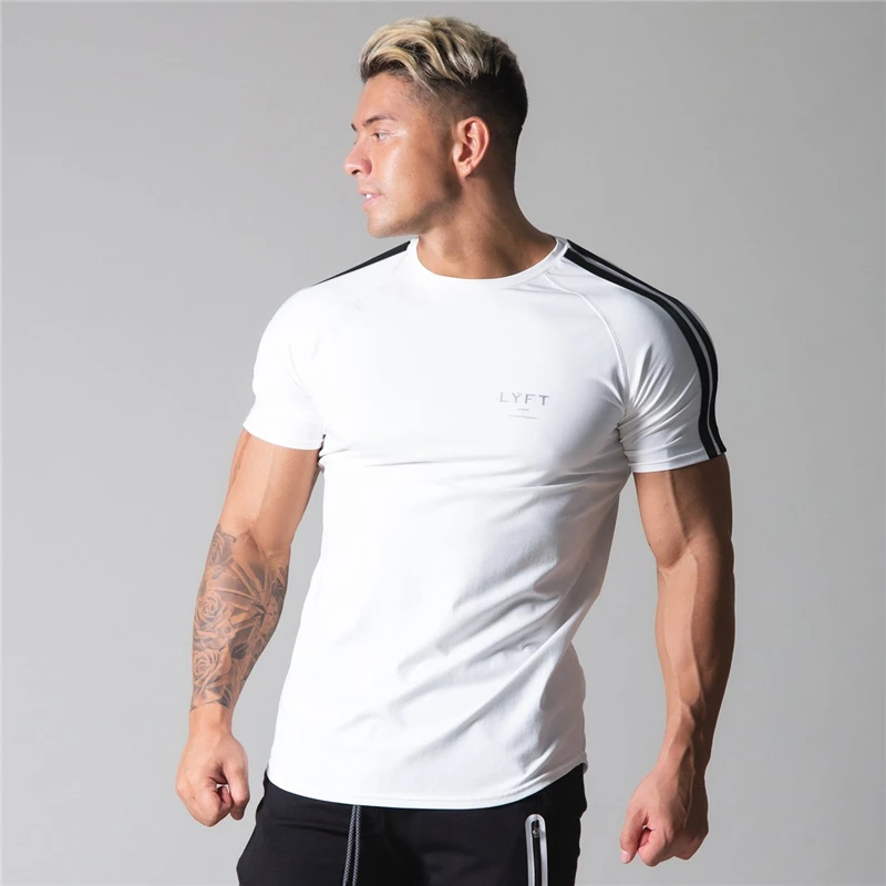 Camiseta deportiva para correr para hombre, Camisa ajustada de algodón, elástica, para entrenamiento, gimnasio, trotar, nueva