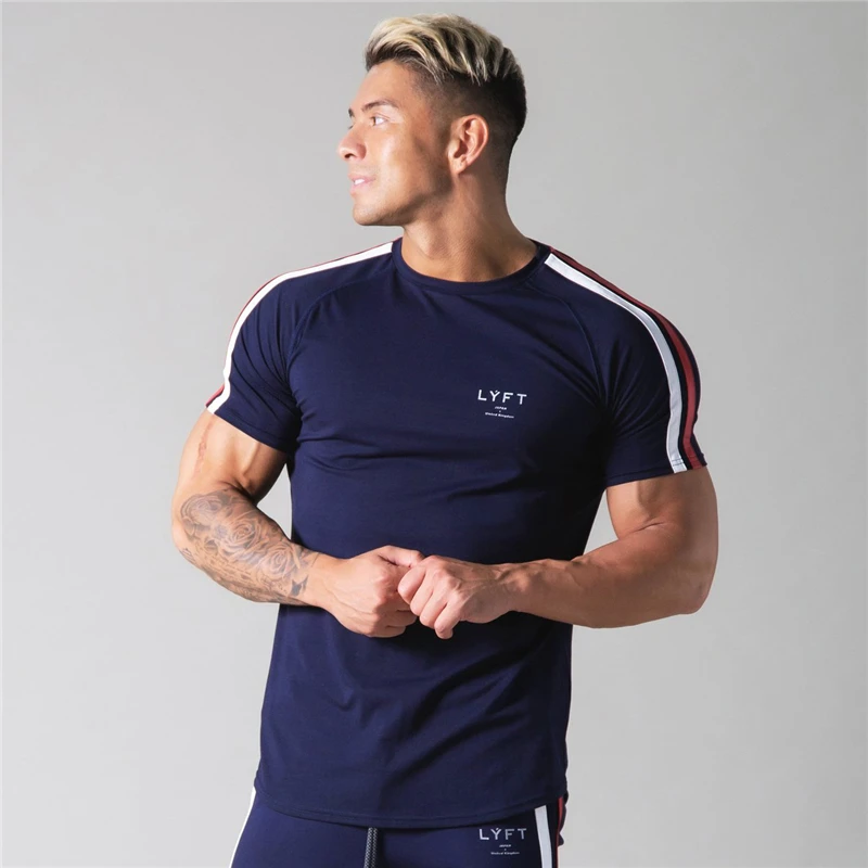 Camiseta deportiva para correr para hombre, Camisa ajustada de algodón, elástica, para entrenamiento, gimnasio, trotar, nueva