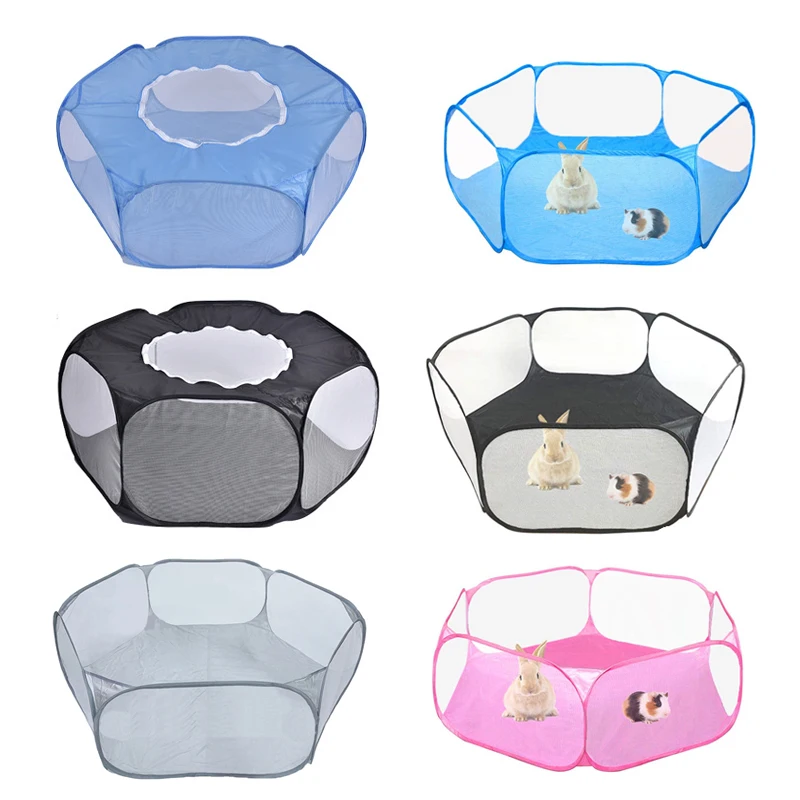Jaula pequeña portátil para mascotas, jaula transparente para erizo, tienda de campaña, parque para mascotas, valla de patio plegable abierta para perro, hámster, conejo, conejillo de indias