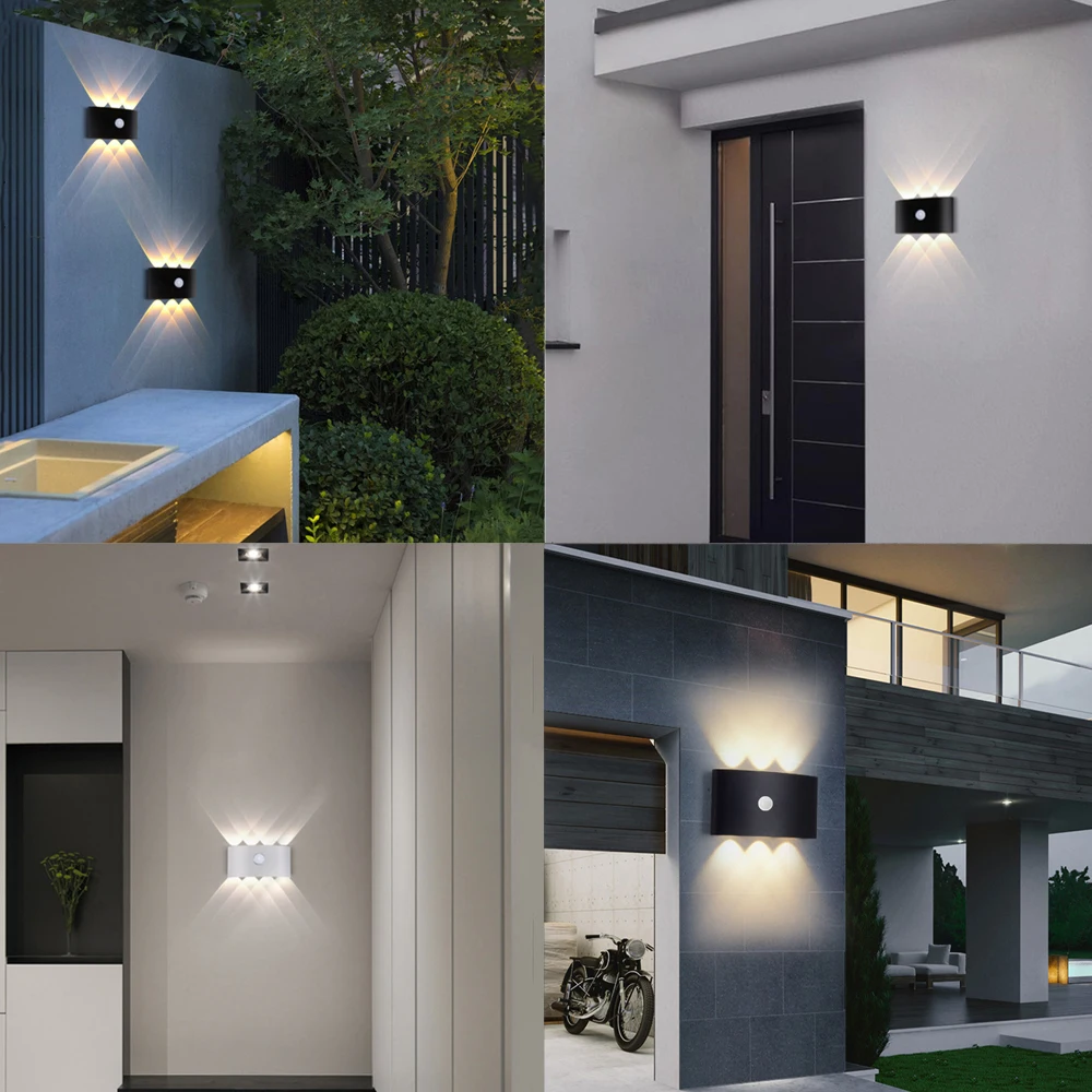Lámpara de pared con Sensor de movimiento PIR, AC85-265V impermeable, iluminación de jardín para exteriores, luz LED de pared nórdica, decoración para sala de estar, dormitorio y escaleras