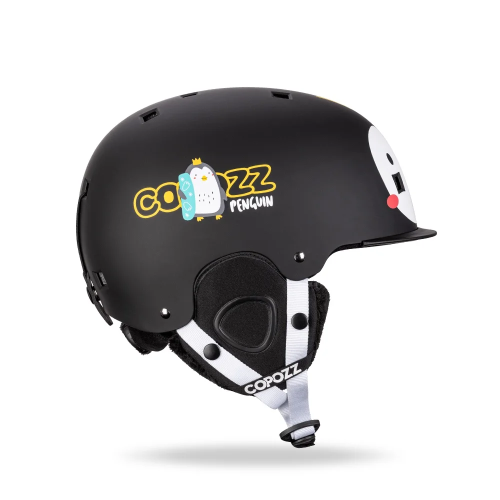 COPOZZ-casco de esquí de dibujos animados para niños, protección de seguridad moldeada integralmente para esquí al aire libre, equipo de esquí