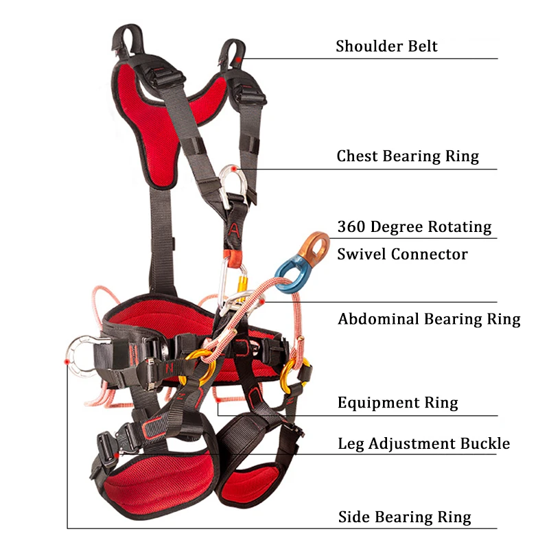 Cinturón de seguridad para montañismo de cuerpo completo, arnés profesional para escalada en roca, protección para trabajo aéreo, equipo de supervivencia
