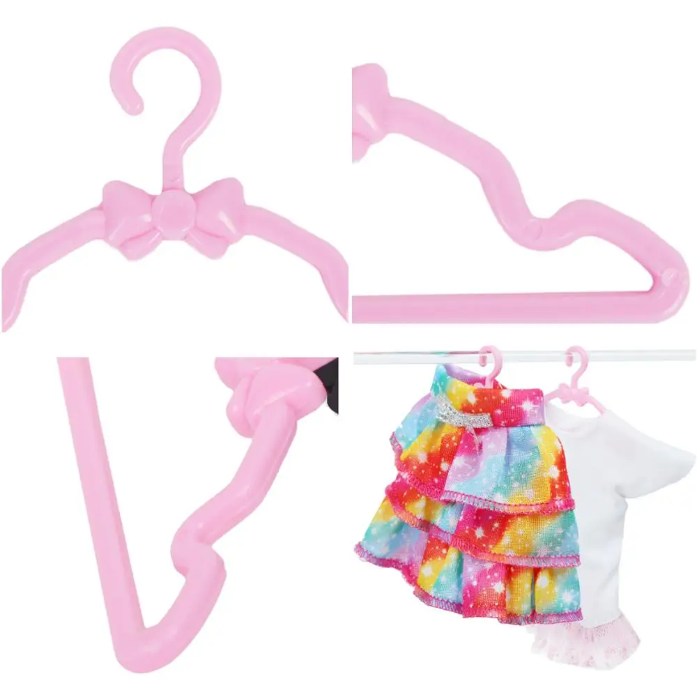 20 unids/lote perchas de plástico para muñecas lindo Mini vestido de estilo mixto accesorios de ropa para armario de muñecas de 11,5 pulgadas casa de muñecas juguetes DIY