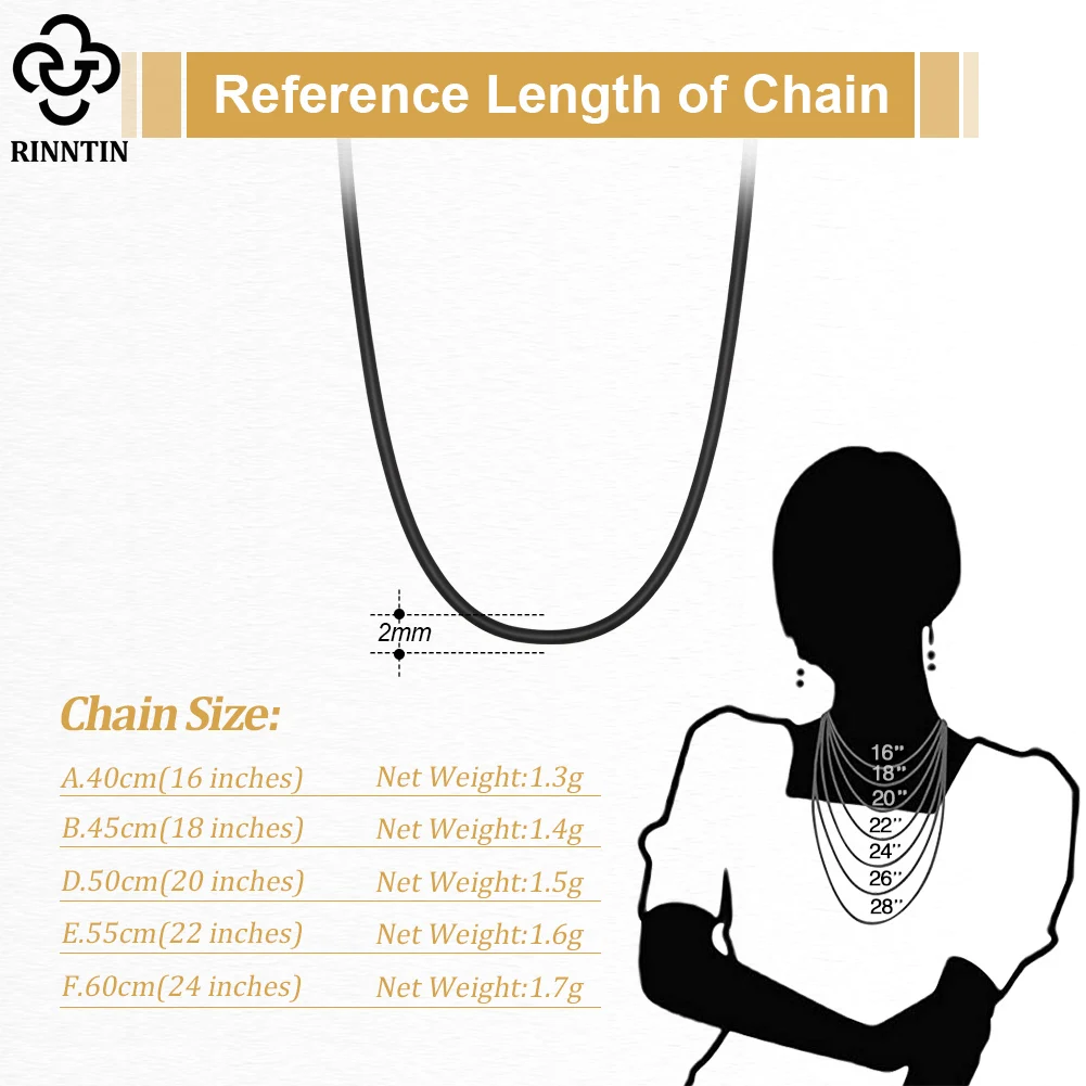 Rinntin-collar de cadena de cordón de cuero marrón italiano auténtico de 2mm para mujeres y hombres con cierre de plata de ley 925, joyería de moda SC62
