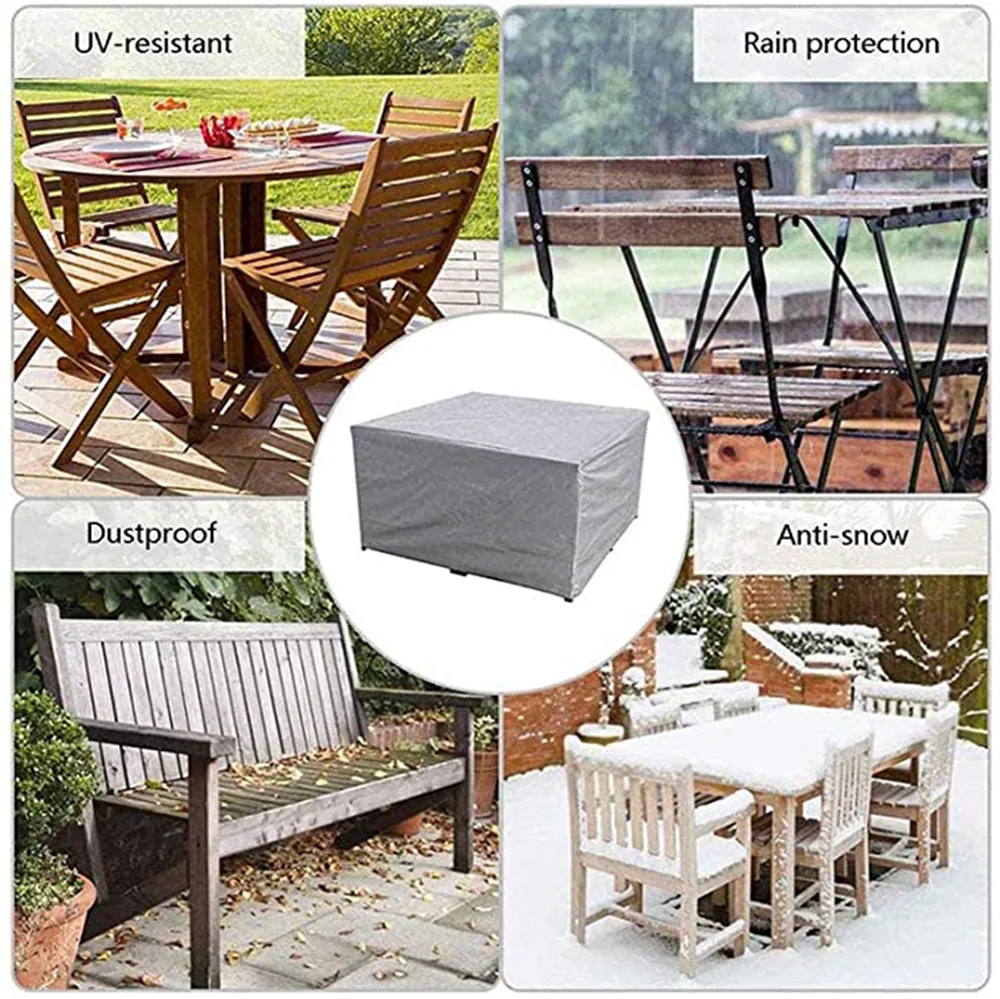 Funda para Muebles de Exterior de Varios Tamaños, Funda para Sofá, Silla y Mesa, Fundas Impermeables contra Lluvia, Nieve y Polvo, Color Gris