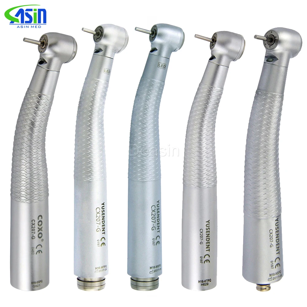 COXO Dental Pieza de mano de alta velocidad con fibra óptica LED CX207-G, Acoplamiento de turbina de aire, Acoplador/adaptador M6, Herramientas de Odontología YUSENDENT