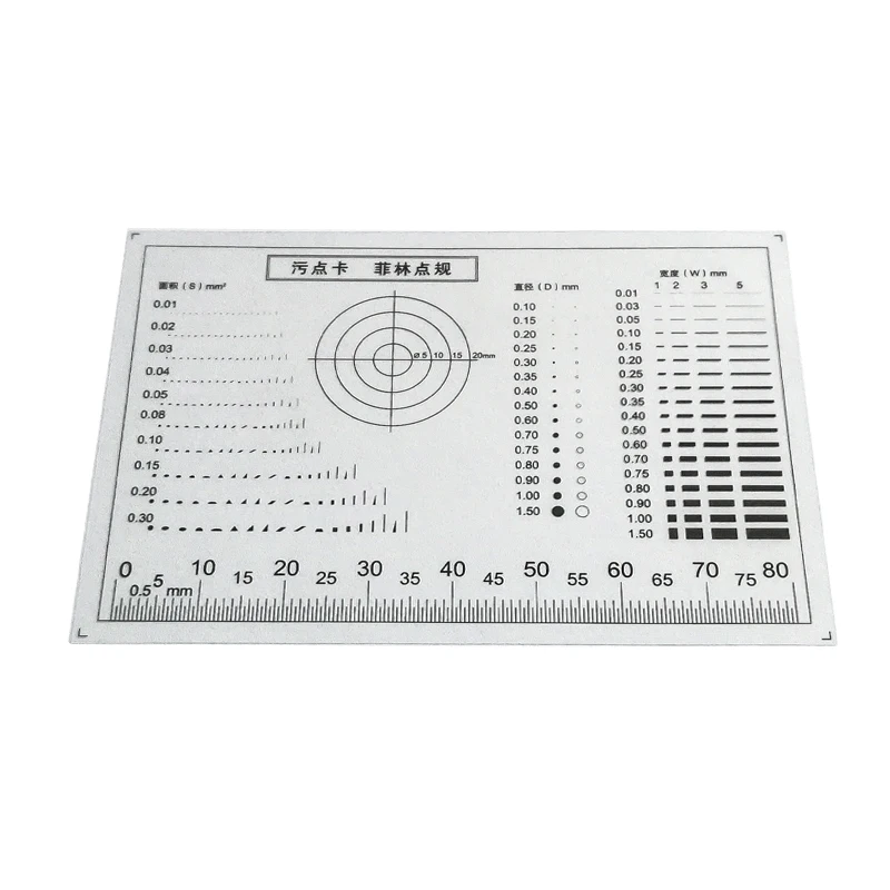 Calibrador de punto de película transparente, tarjeta de comparación de manchas, grietas de manchas, contraste, PET, punto de línea, inspección de calidad de superficie