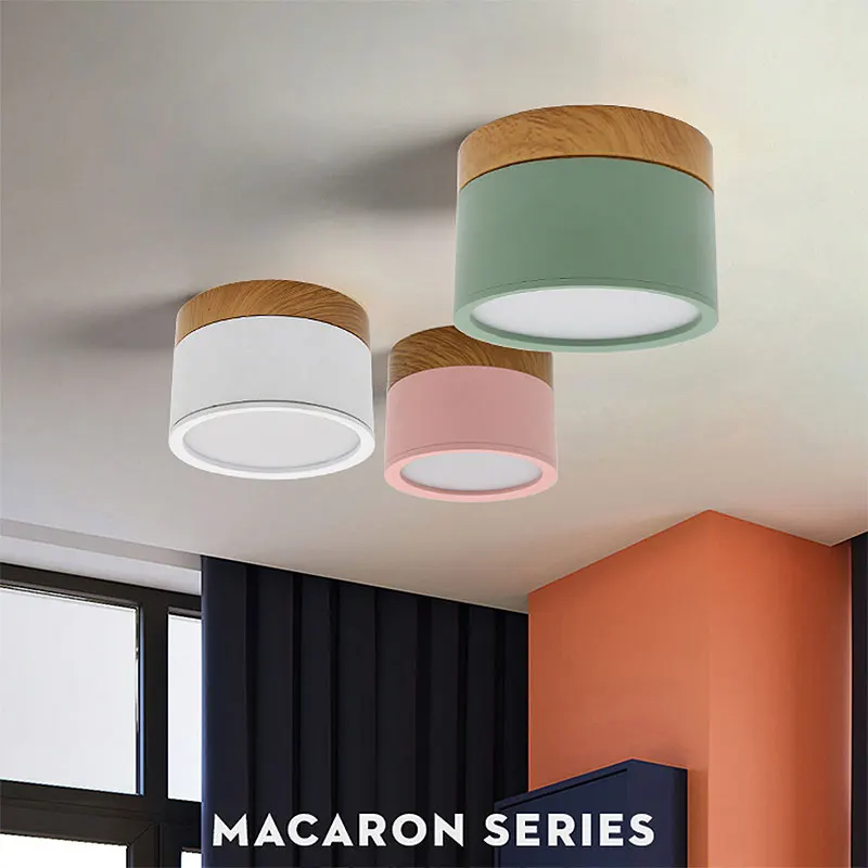 Lámpara LED de Techo Empotrada, 5W 7W 9W 12W 15W 18W, Regulable, Estilo Nórdico, Moderna, de Madera, para Decoración de Interiores