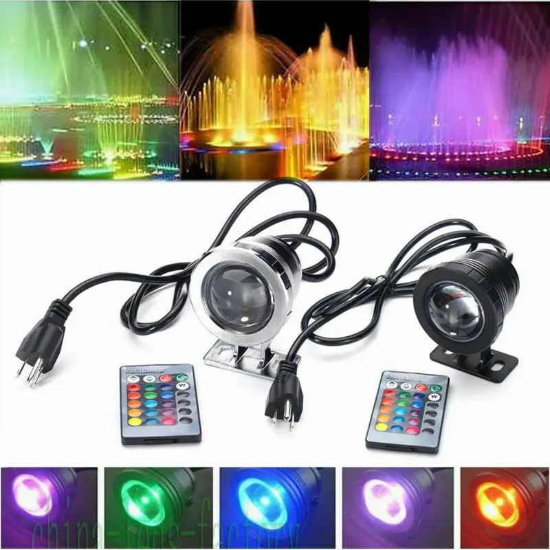 Foco LED RGB impermeable para fuente, luz subacuática de 10W y 15W para piscina, acuario, 85-265V, enchufe europeo y estadounidense, lámpara de jardín al aire libre