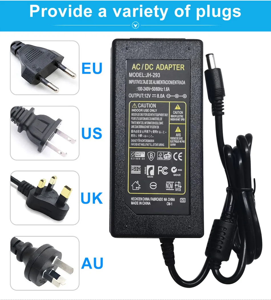 Adaptador de fuente de alimentación DC 5V 12V 24V AC 100V-240V 1A 2A 3A 5A 6A 8A 10A adaptador convertidor de cargador para lámpara de luz de tiras LED 5050