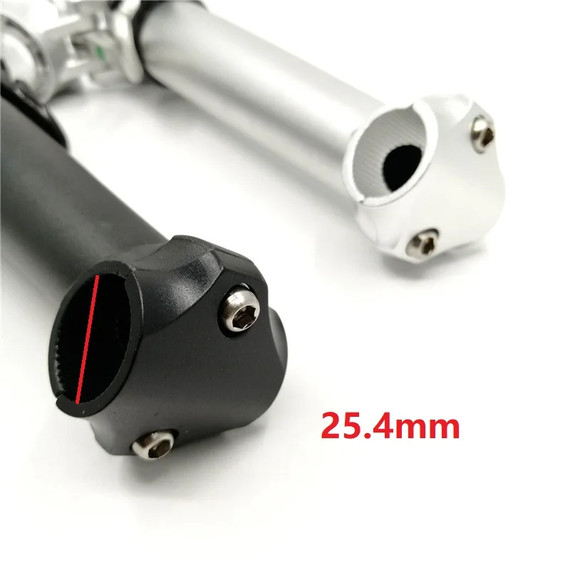 Vástago de bicicleta plegable 412, manillar de 25,4mm, horquilla de 28,6mm, 21,5 cm, doble tuerca, fijación interior, tubo de vástago plegable negro/plateado
