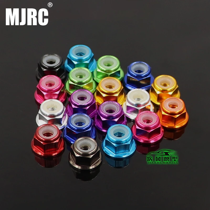 10 Uds M3/M4 brida de aleación de aluminio tuerca de bloqueo de inserción de nailon tuerca autoblocante con anillo de goma antideslizante para coche Rc Scx10 Traxxas Rgt