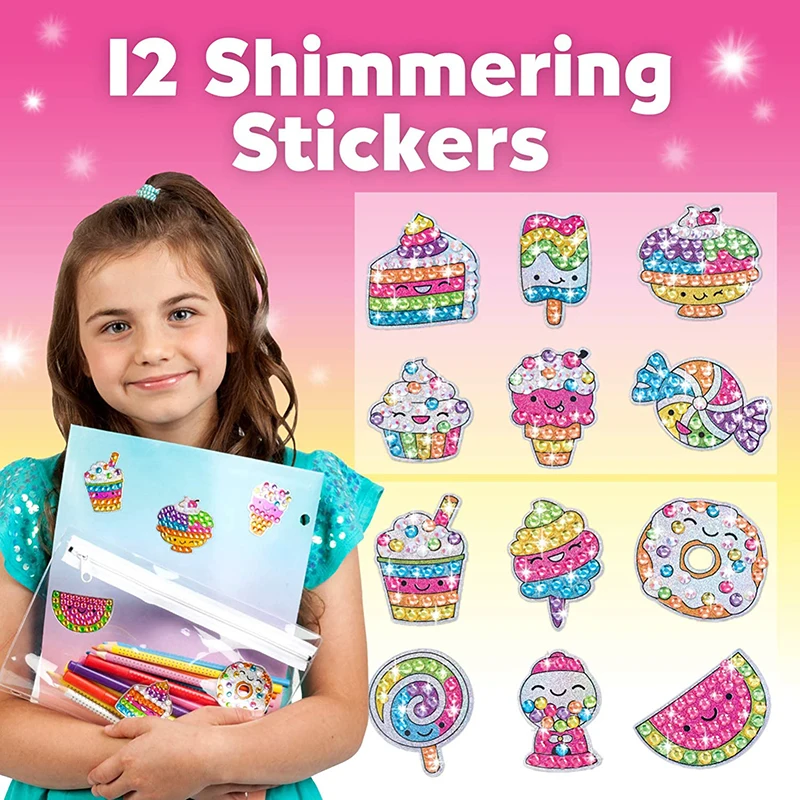 Kit de 12 pegatinas de pintura de diamante con gema grande, artesanía artística para niñas y niños, unicornio, Animal, Sealife, mosaico mágico, punto, juguetes adhesivos, regalos
