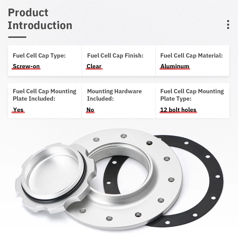 PQY-Tapa de tanque de combustible/sobretensión de Celda de Combustible de aluminio Billet con 12 orificios de bloqueo con apertura I.D de 3 ''para PQY-SLFCC-01SL de Celdas de Combustible RI